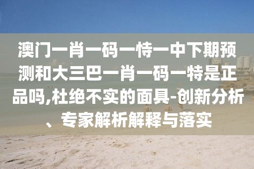 澳門一肖一碼一恃一中下期預測和大三巴一肖一碼一特是正品嗎,杜絕不實的面具-創(chuàng)新分析、專家解析解釋與落實