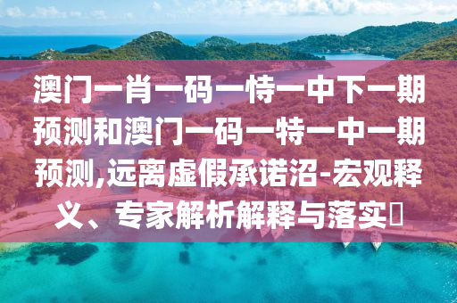澳門一肖一碼一恃一中下一期預(yù)測和澳門一碼一特一中一期預(yù)測,遠(yuǎn)離虛假承諾沼-宏觀釋義、專家解析解釋與落實(shí)?
