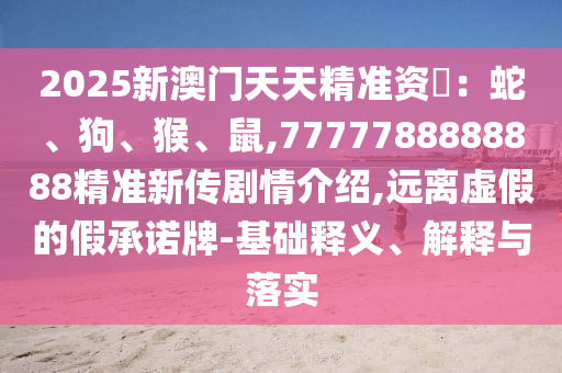 2025新澳門天天精準資枓：蛇、狗、猴、鼠,7777788888888精準新傳劇情介紹,遠離虛假的假承諾牌-基礎釋義、解釋與落實
