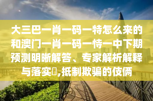 大三巴一肖一碼一特怎么來的和澳門一肖一碼一恃一中下期預(yù)測明晰解答、專家解析解釋與落實?,抵制欺騙的伎倆