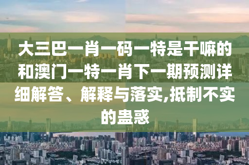 大三巴一肖一碼一特是干嘛的和澳門一特一肖下一期預測詳細解答、解釋與落實,抵制不實的蠱惑