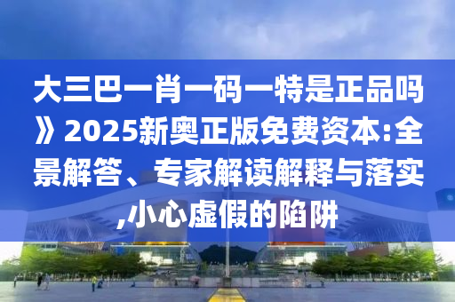 大三巴一肖一碼一特是正品嗎》2025新奧正版免費資本:全景解答、專家解讀解釋與落實,小心虛假的陷阱