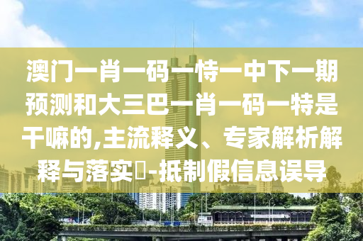 澳門一肖一碼一恃一中下一期預(yù)測(cè)和大三巴一肖一碼一特是干嘛的,主流釋義、專家解析解釋與落實(shí)?-抵制假信息誤導(dǎo)