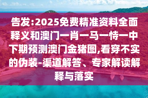 告發(fā):2025免費(fèi)精準(zhǔn)資料全面釋義和澳門一肖一馬一恃一中下期預(yù)測(cè)澳門金豬圖,看穿不實(shí)的偽裝-渠道解答、專家解讀解釋與落實(shí)