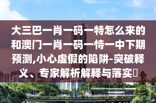 大三巴一肖一碼一特怎么來的和澳門一肖一碼一恃一中下期預(yù)測,小心虛假的陷阱-突破釋義、專家解析解釋與落實?