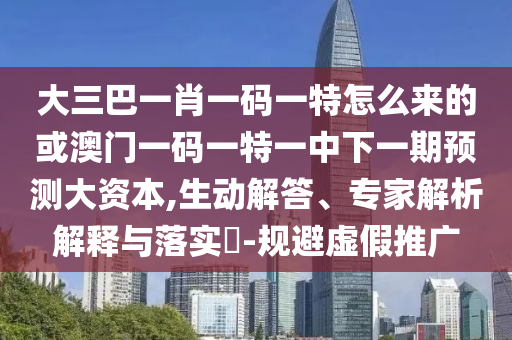 大三巴一肖一碼一特怎么來的或澳門一碼一特一中下一期預(yù)測大資本,生動(dòng)解答、專家解析解釋與落實(shí)?-規(guī)避虛假推廣