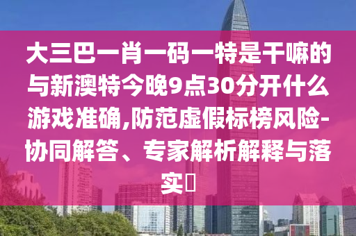 大三巴一肖一碼一特是干嘛的與新澳特今晚9點30分開什么游戲準確,防范虛假標榜風險-協(xié)同解答、專家解析解釋與落實?