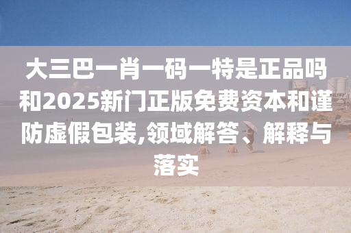 大三巴一肖一碼一特是正品嗎和2025新門正版免費資本和謹(jǐn)防虛假包裝,領(lǐng)域解答、解釋與落實