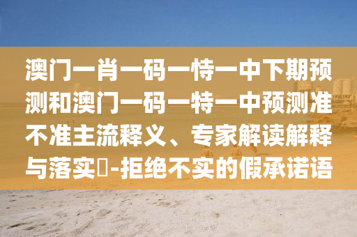 澳門一肖一碼一恃一中下期預測和澳門一碼一特一中預測準不準主流釋義、專家解讀解釋與落實?-拒絕不實的假承諾語