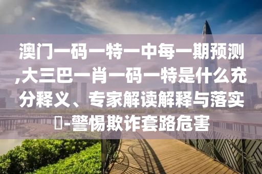 澳門一碼一特一中每一期預(yù)測,大三巴一肖一碼一特是什么充分釋義、專家解讀解釋與落實(shí)?-警惕欺詐套路危害