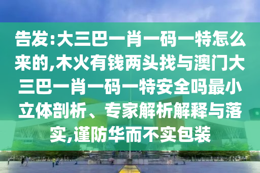 告發(fā):大三巴一肖一碼一特怎么來的,木火有錢兩頭找與澳門大三巴一肖一碼一特安全嗎最小立體剖析、專家解析解釋與落實,謹防華而不實包裝