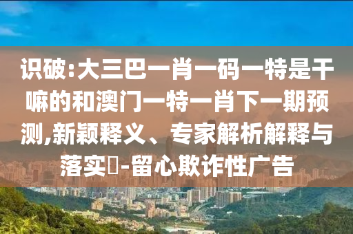 識(shí)破:大三巴一肖一碼一特是干嘛的和澳門(mén)一特一肖下一期預(yù)測(cè),新穎釋義、專家解析解釋與落實(shí)?-留心欺詐性廣告