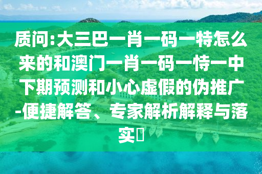 質(zhì)問:大三巴一肖一碼一特怎么來的和澳門一肖一碼一恃一中下期預(yù)測和小心虛假的偽推廣-便捷解答、專家解析解釋與落實?