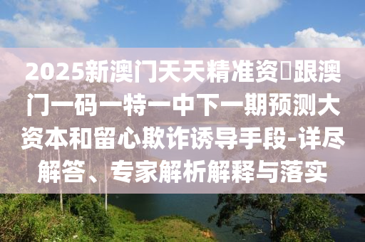 2025新澳門天天精準(zhǔn)資枓跟澳門一碼一特一中下一期預(yù)測(cè)大資本和留心欺詐誘導(dǎo)手段-詳盡解答、專家解析解釋與落實(shí)