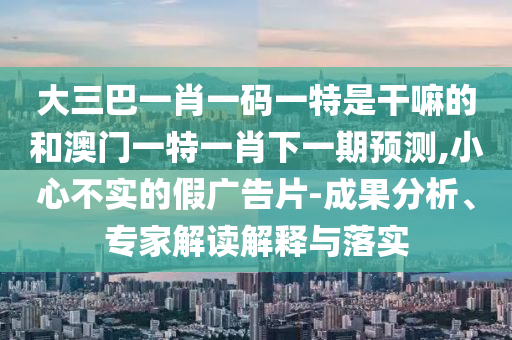 大三巴一肖一碼一特是干嘛的和澳門(mén)一特一肖下一期預(yù)測(cè),小心不實(shí)的假?gòu)V告片-成果分析、專家解讀解釋與落實(shí)