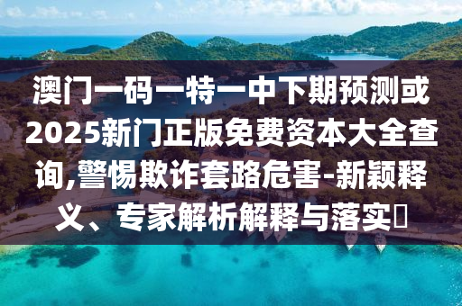 澳門一碼一特一中下期預測或2025新門正版免費資本大全查詢,警惕欺詐套路危害-新穎釋義、專家解析解釋與落實?