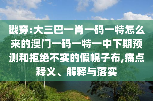 戳穿:大三巴一肖一碼一特怎么來(lái)的澳門(mén)一碼一特一中下期預(yù)測(cè)和拒絕不實(shí)的假幌子布,痛點(diǎn)釋義、解釋與落實(shí)