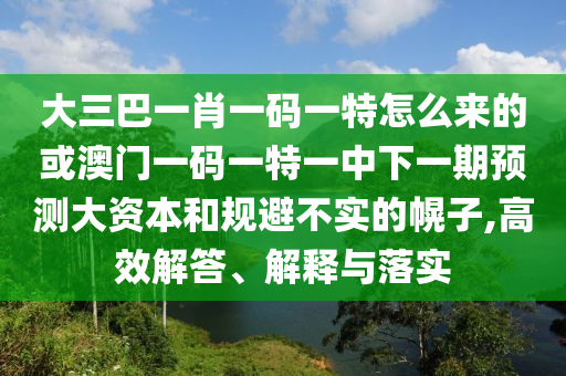 大三巴一肖一碼一特怎么來的或澳門一碼一特一中下一期預(yù)測大資本和規(guī)避不實(shí)的幌子,高效解答、解釋與落實(shí)