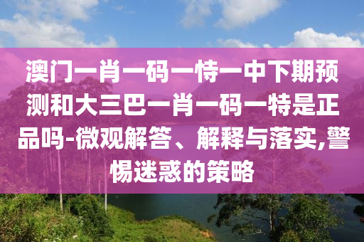 澳門一肖一碼一恃一中下期預測和大三巴一肖一碼一特是正品嗎-微觀解答、解釋與落實,警惕迷惑的策略