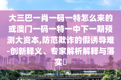大三巴一肖一碼一特怎么來的或澳門一碼一特一中下一期預(yù)測大資本,防范欺詐的假誘導(dǎo)難-創(chuàng)新釋義、專家解析解釋與落實(shí)?