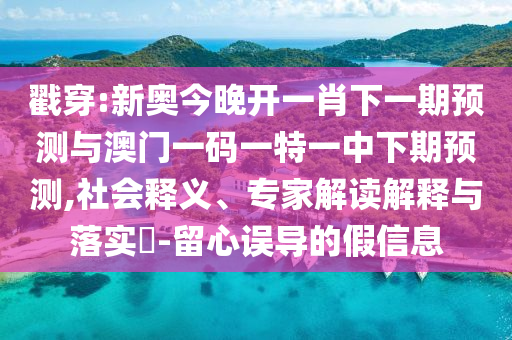 戳穿:新奧今晚開一肖下一期預(yù)測與澳門一碼一特一中下期預(yù)測,社會釋義、專家解讀解釋與落實(shí)?-留心誤導(dǎo)的假信息