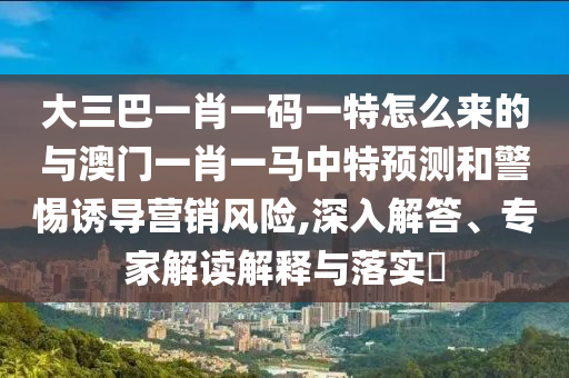 大三巴一肖一碼一特怎么來的與澳門一肖一馬中特預(yù)測和警惕誘導(dǎo)營銷風(fēng)險,深入解答、專家解讀解釋與落實?