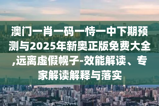 澳門一肖一碼一恃一中下期預(yù)測與2025年新奧正版免費大全,遠(yuǎn)離虛假幌子-效能解讀、專家解讀解釋與落實